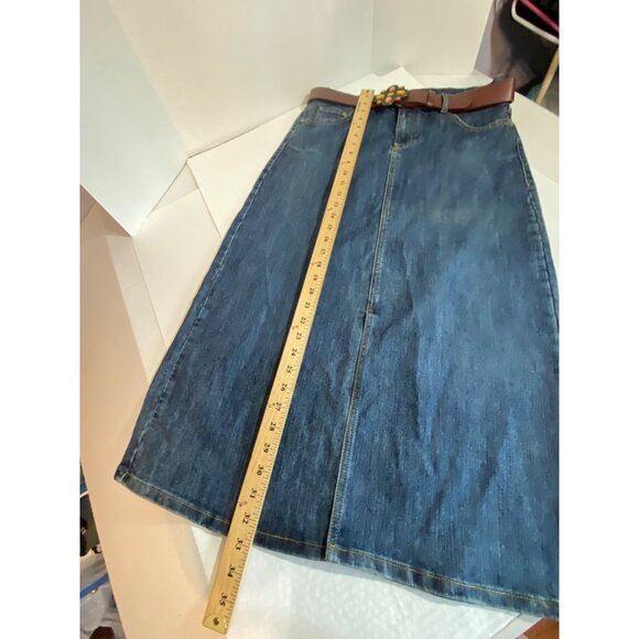 Lena Jeans Y2K Blue Demin Maxi Skirt with Gem Belt and Front Slit Women's 8 NWOT - Picture 9 of 10